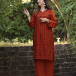 2 piece embroidered karandi suit