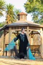 Black Velvet 3-Piece Embroidered Suit with Organza Dupatta